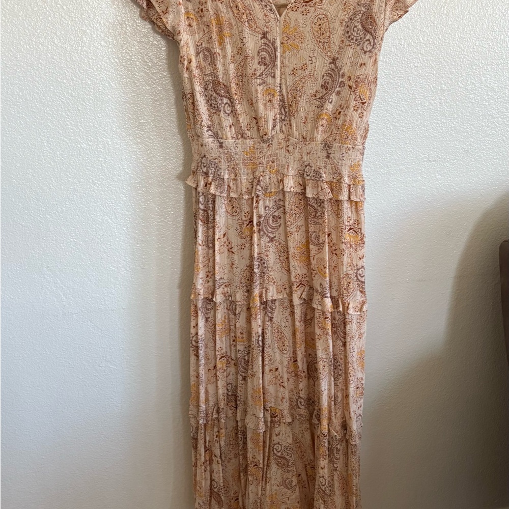 Floral Beige Maxi Dress